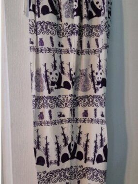 Kathmandu Imports Panda Print Harem Pants purple White Boho Joggers Women OS